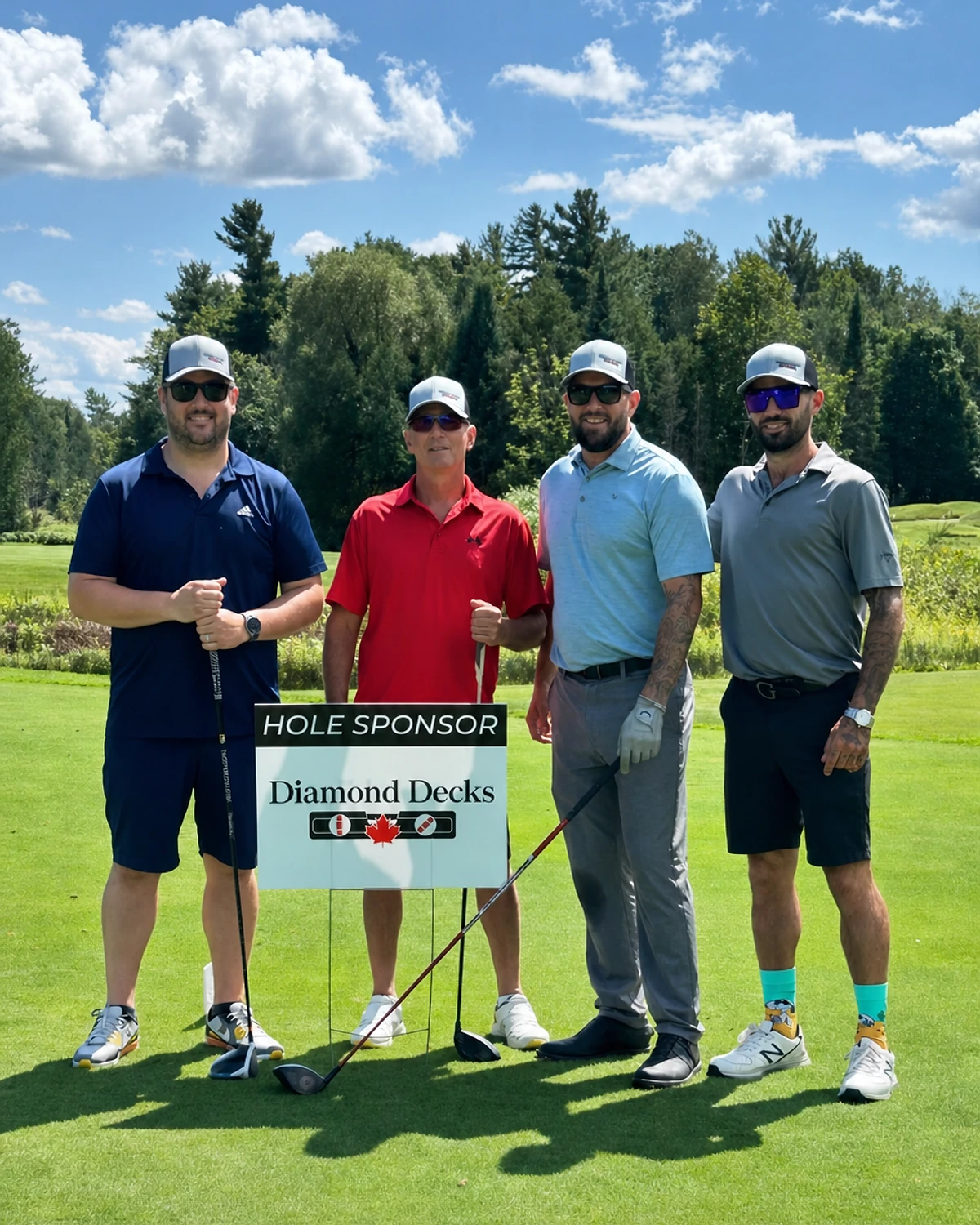 Diamond Decks community golf sponsorship with Trevor March and fellow participants